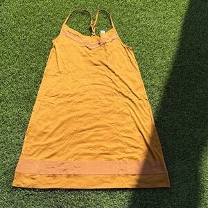 Hanro ochre nightgown with contrasting trim